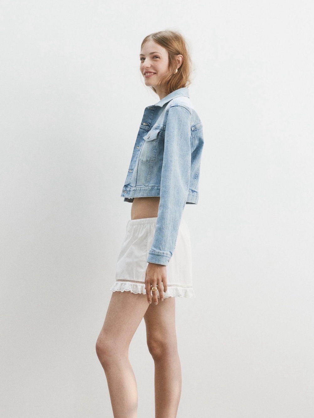 H&M Light Wash Denim Shirt Jacket in Recycled Cotton Blend